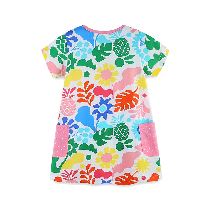 Girls Cartoon Printed Princess Skirt Summer Dress - Image 3