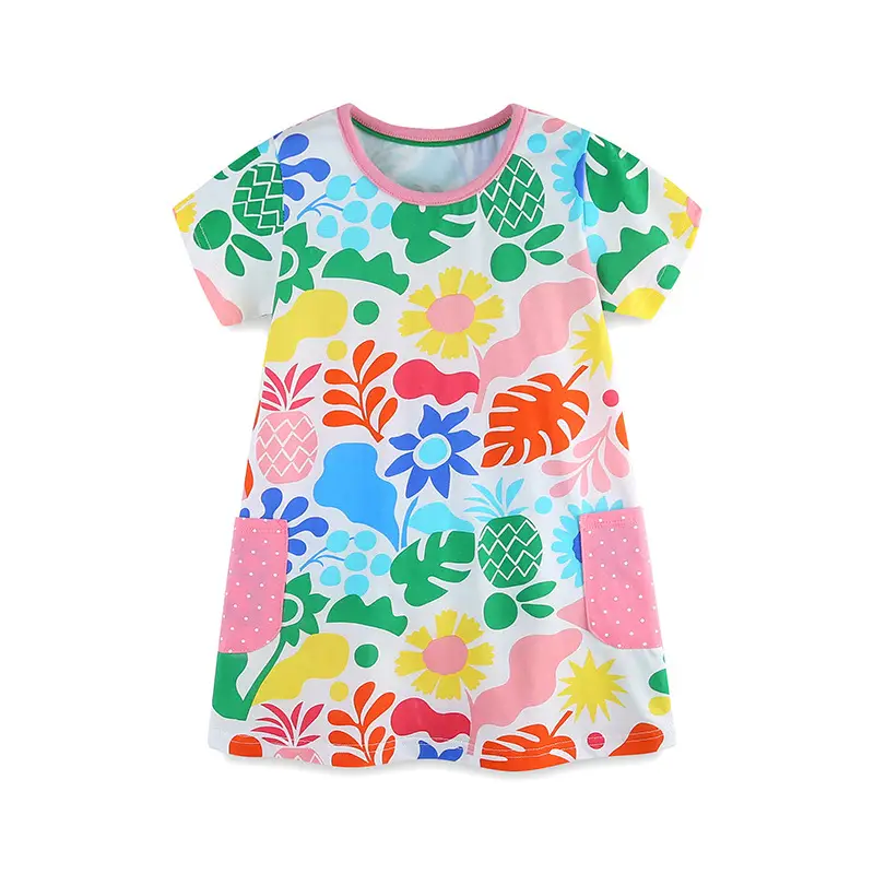Girls Cartoon Printed Princess Skirt Summer Dress - Image 6