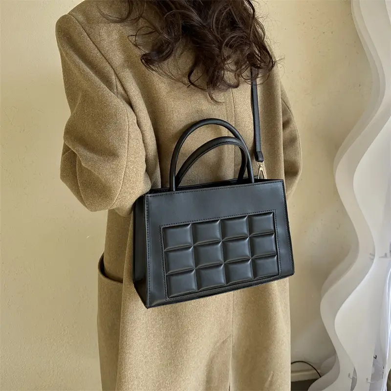 Korean Style Quilted Shoulder Bag Brown White 2024 - Image 7