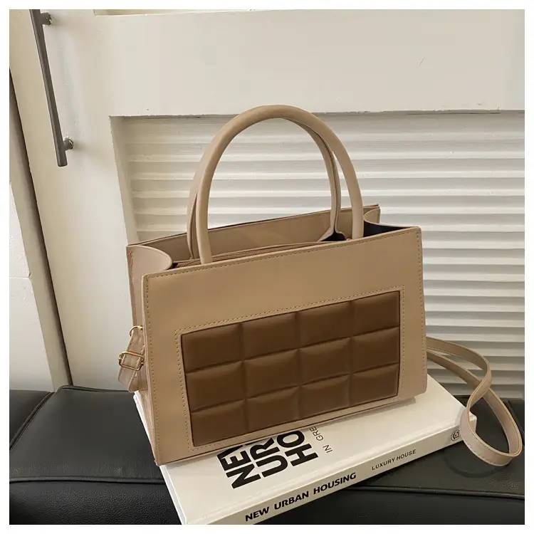 Korean Style Quilted Shoulder Bag Brown White 2024 — feature 14