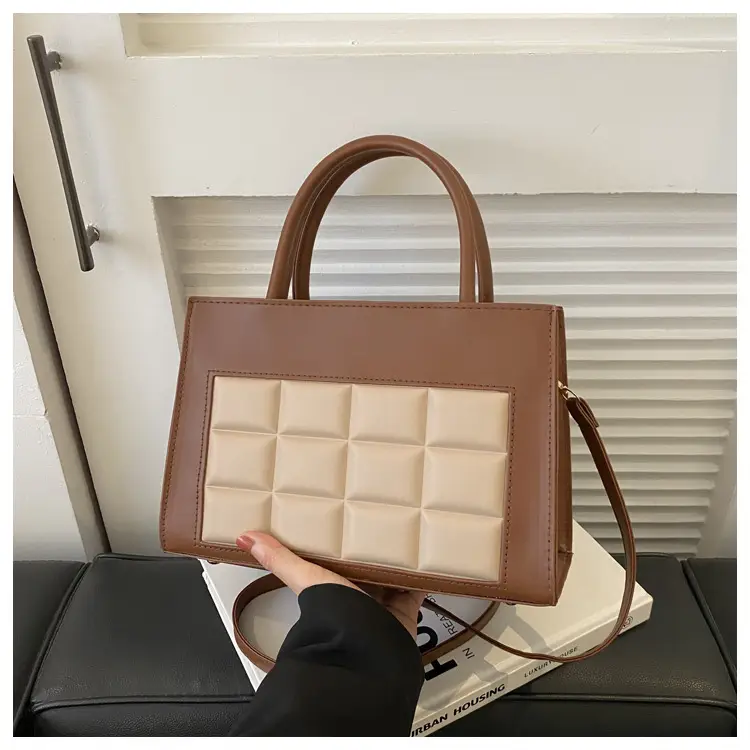 Korean Style Quilted Shoulder Bag Brown White 2024 — feature 15