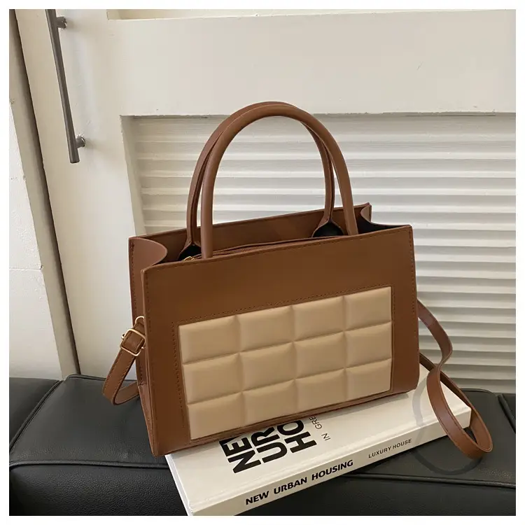 Korean Style Quilted Shoulder Bag Brown White 2024 — feature 16