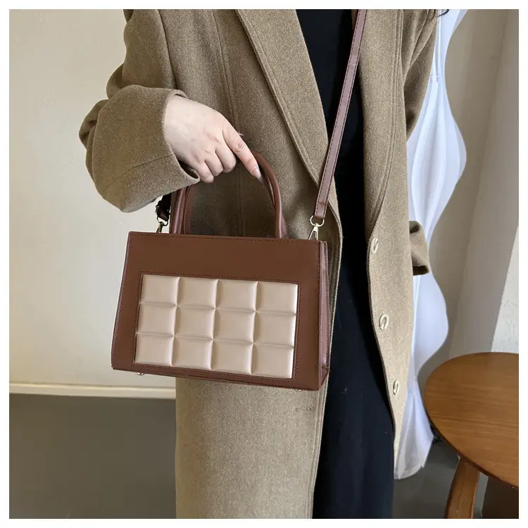 Korean Style Quilted Shoulder Bag Brown White 2024 — feature 22