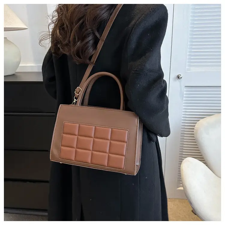 Korean Style Quilted Shoulder Bag Brown White 2024 — feature 25
