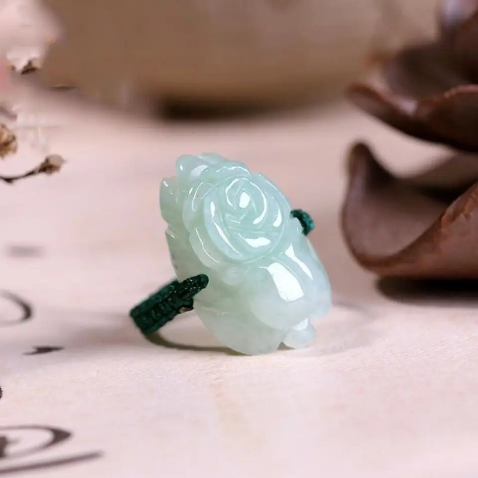 White Jade Cabbage Adjustable Ring for Women - Image 2