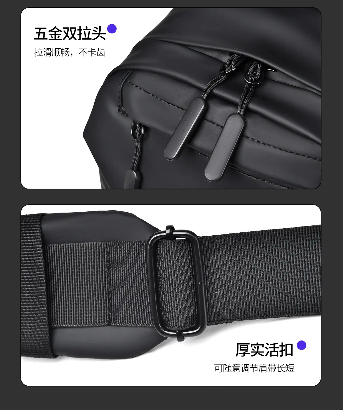 Men's Waterproof Shoulder Bag Black Casual Travel — feature 13