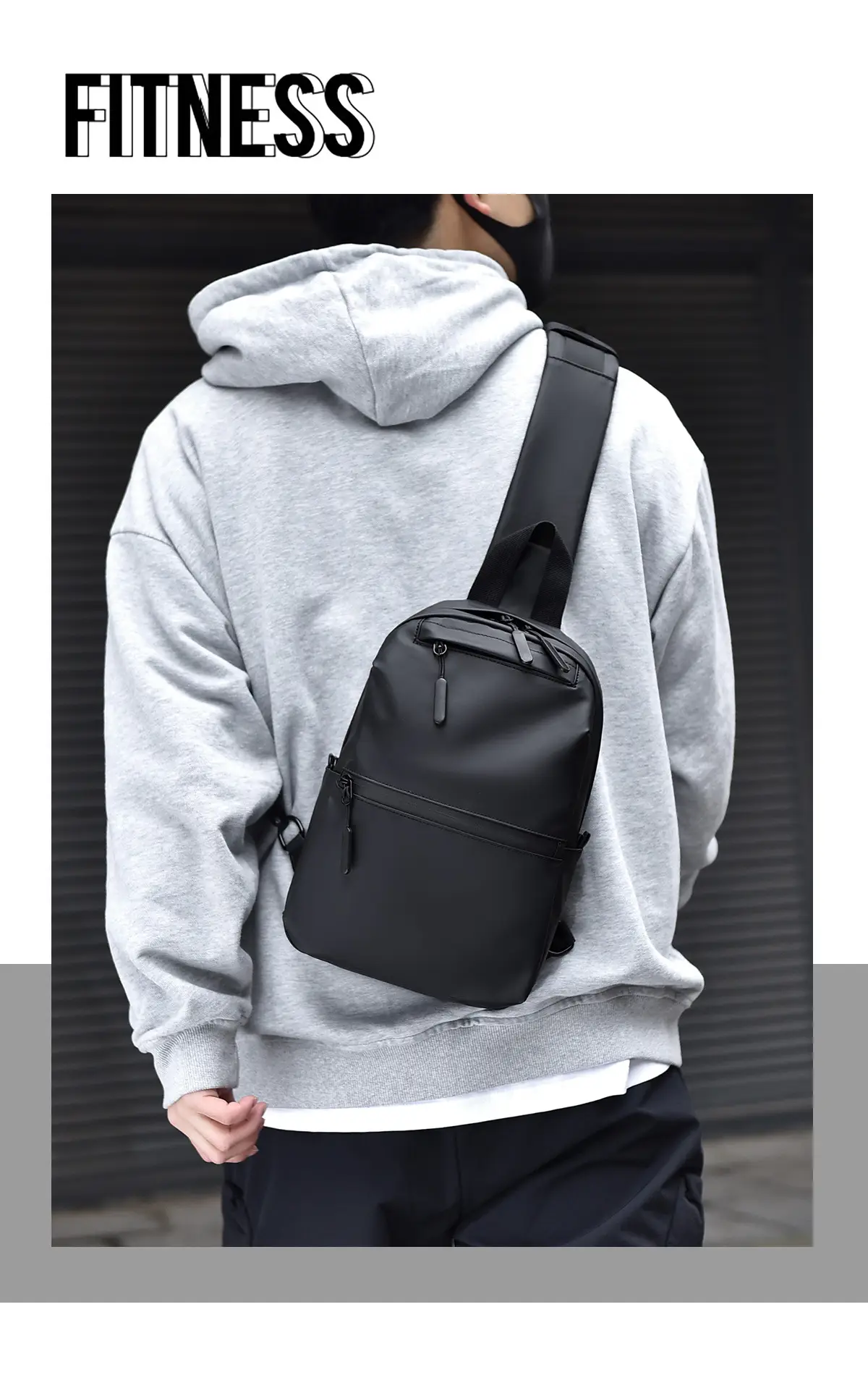 Men's Waterproof Shoulder Bag Black Casual Travel — feature 15
