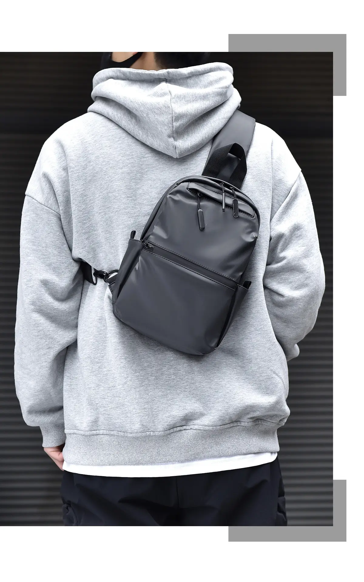Men's Waterproof Shoulder Bag Black Casual Travel — feature 18