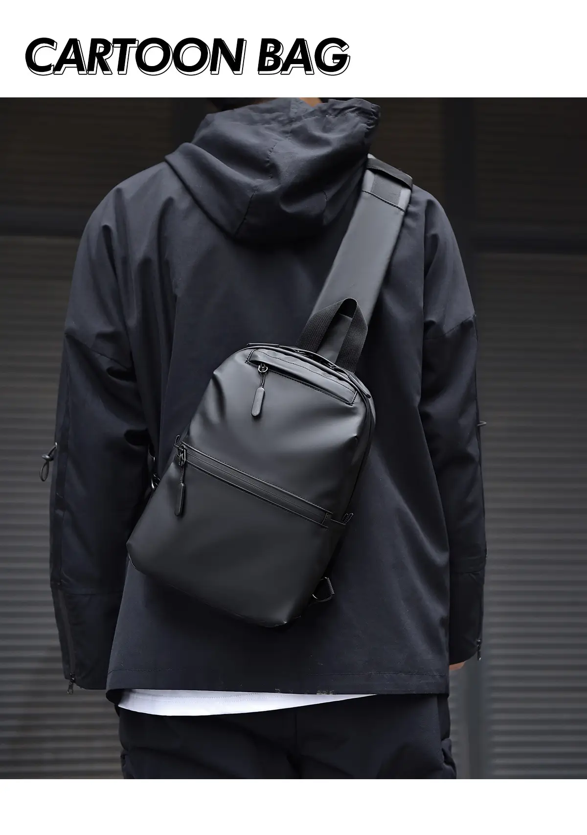 Men's Waterproof Shoulder Bag Black Casual Travel — feature 19