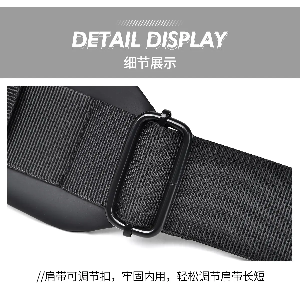 Men's Waterproof Shoulder Bag Black Casual Travel — feature 31