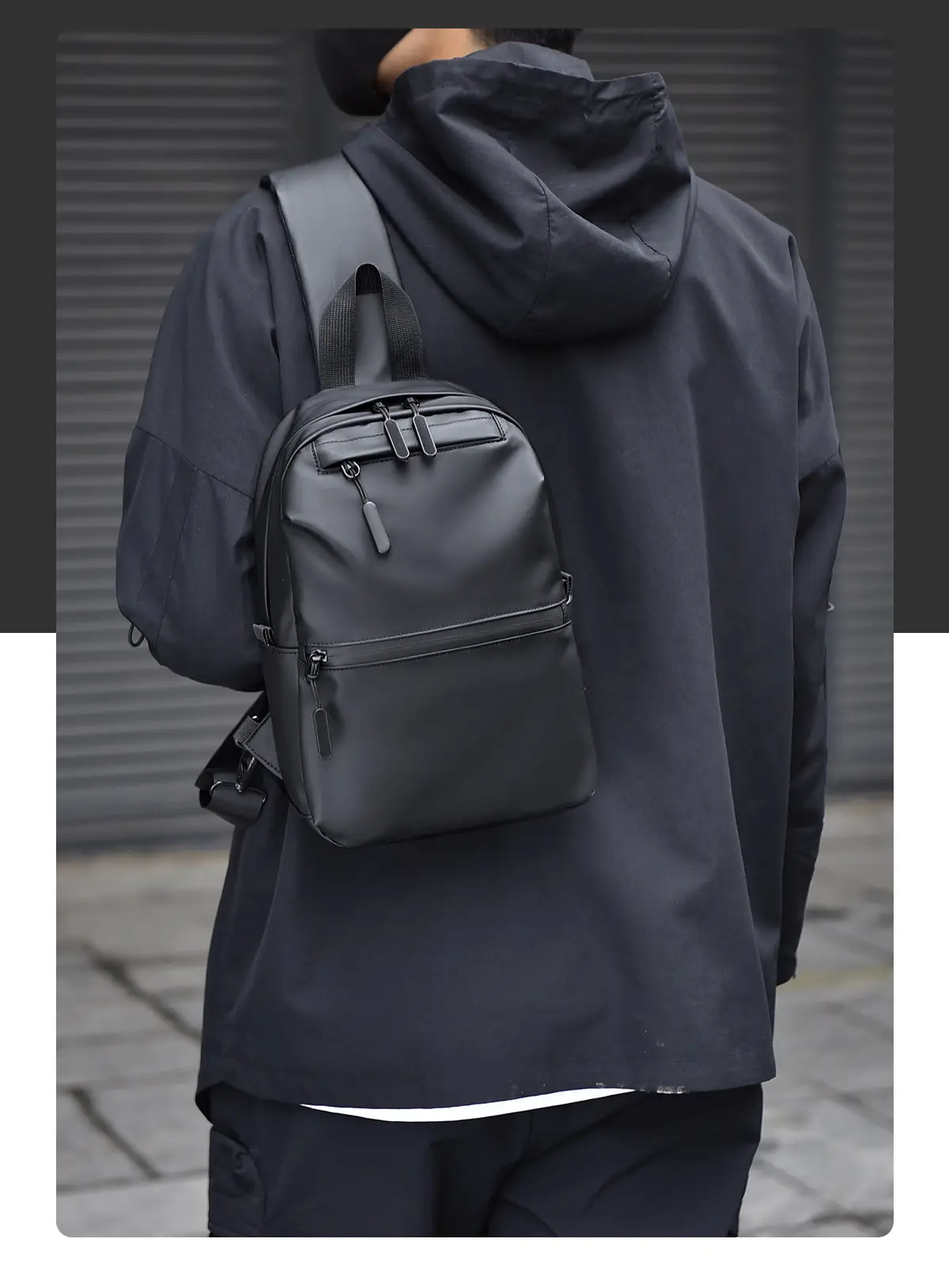 Men's Waterproof Shoulder Bag Black Casual Travel — feature 7