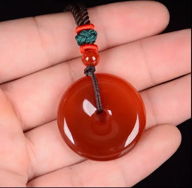 Pure Red Agate Peace Buckle Necklace Pendant - Image 4