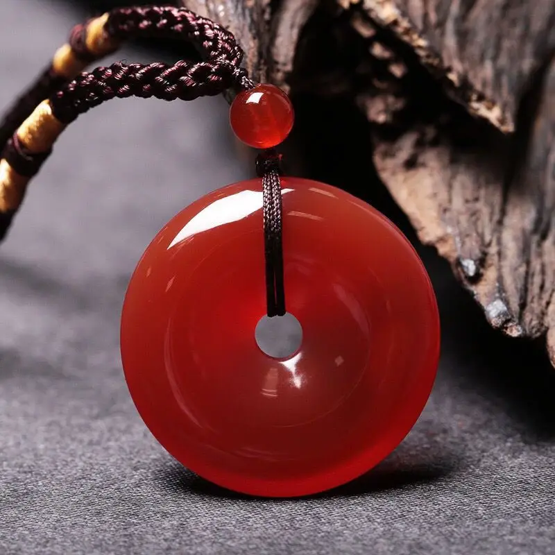 Pure Red Agate Peace Buckle Necklace Pendant - Image 5