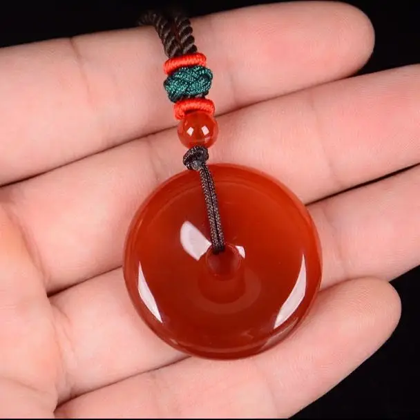 Pure Red Agate Peace Buckle Necklace Pendant — feature 6