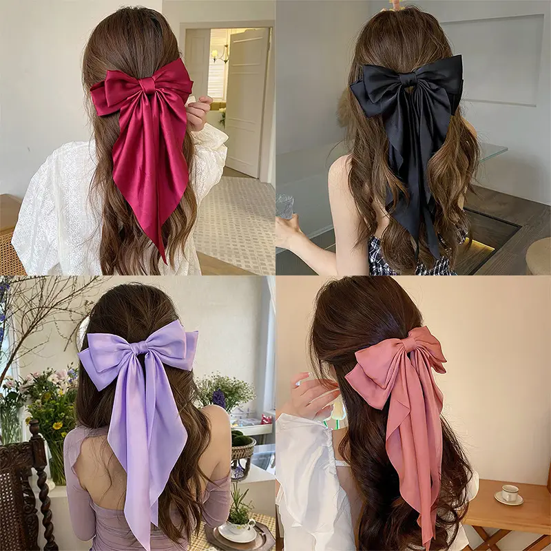 Cross-Border Large Bow Hairpin for Women Satin — feature 2