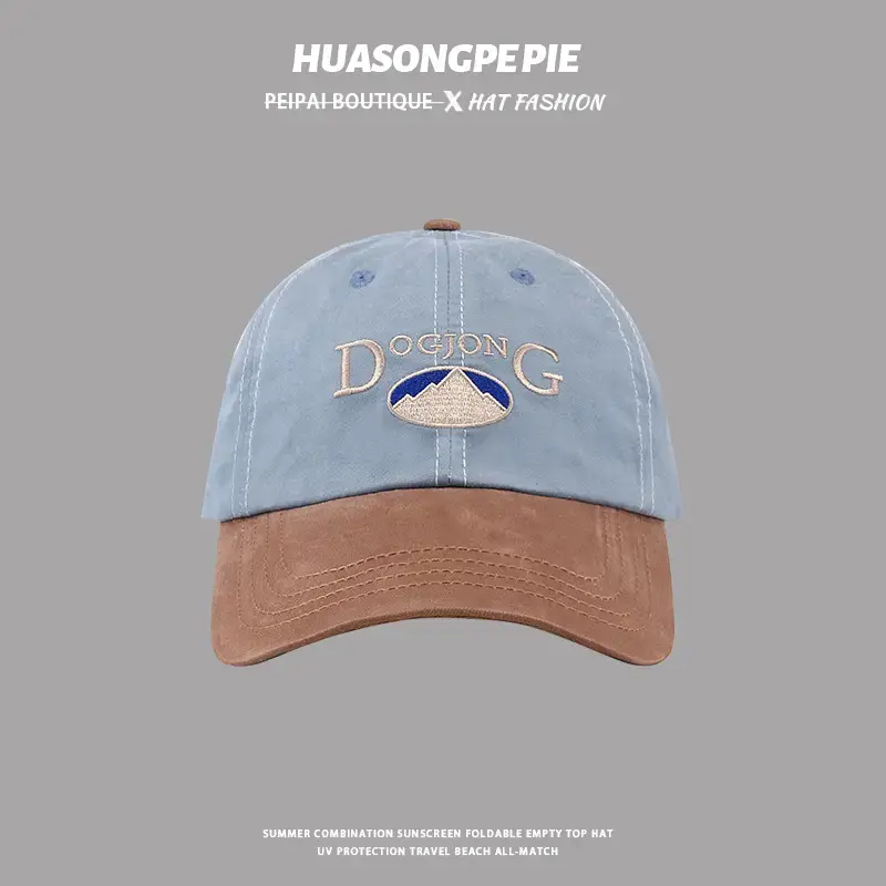 Women's Blue Brown Embroidered Baseball Cap - Image 4