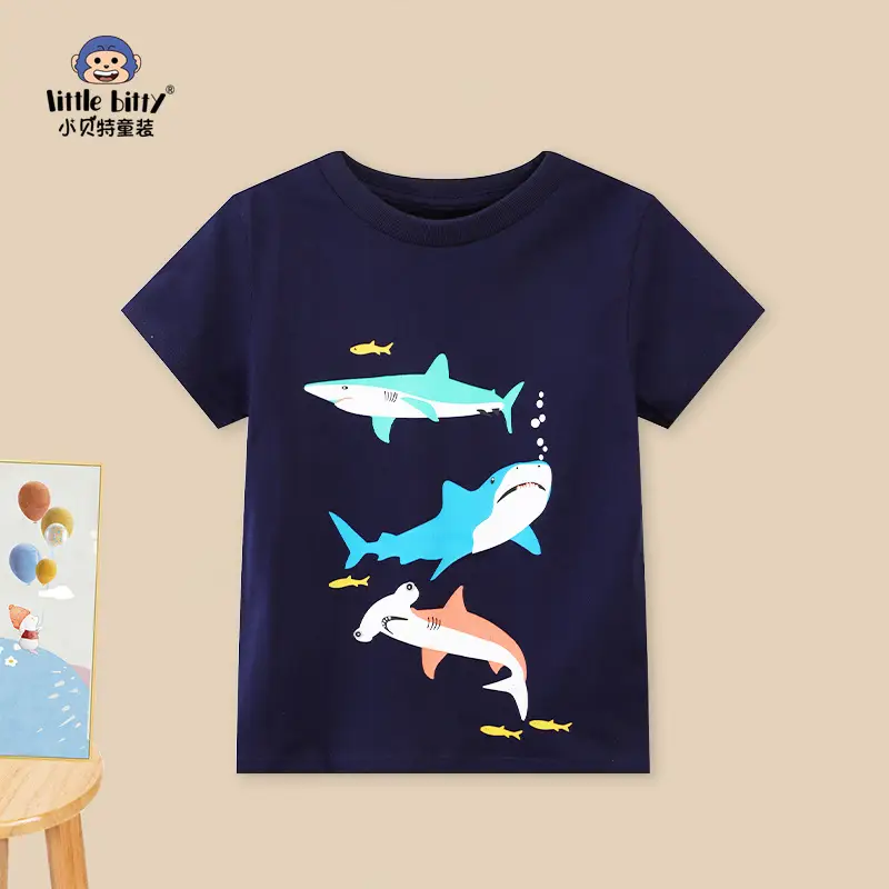 2025 Kids T-Shirt Navy Blue Dolphin Print - Image 3
