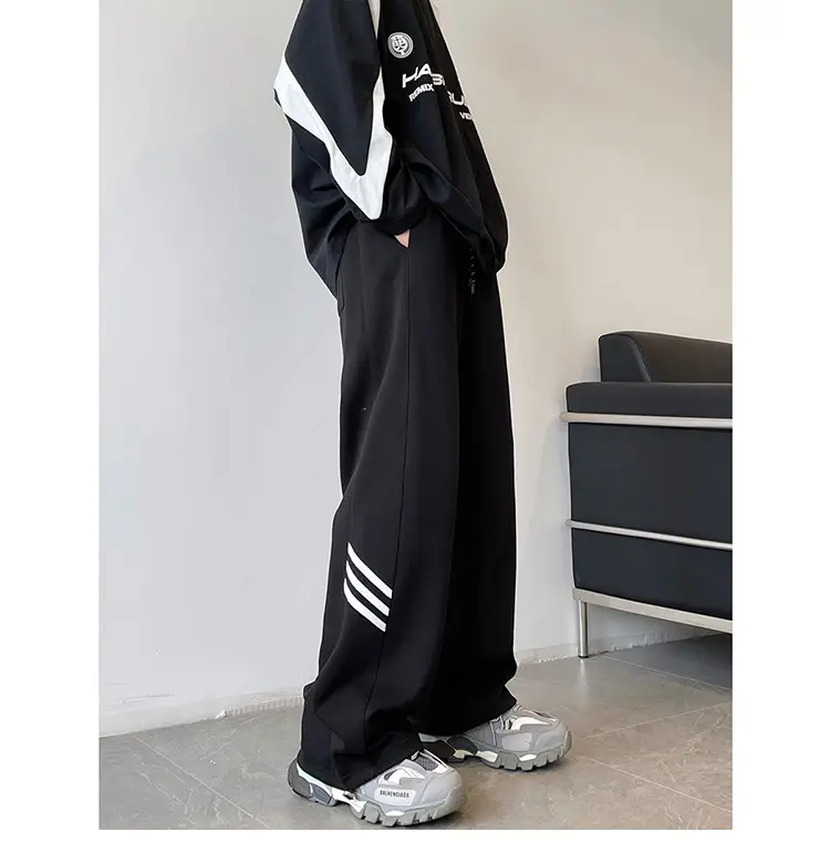 Men's American High Street Gray Sweatpants Wide Leg Casual — feature 16