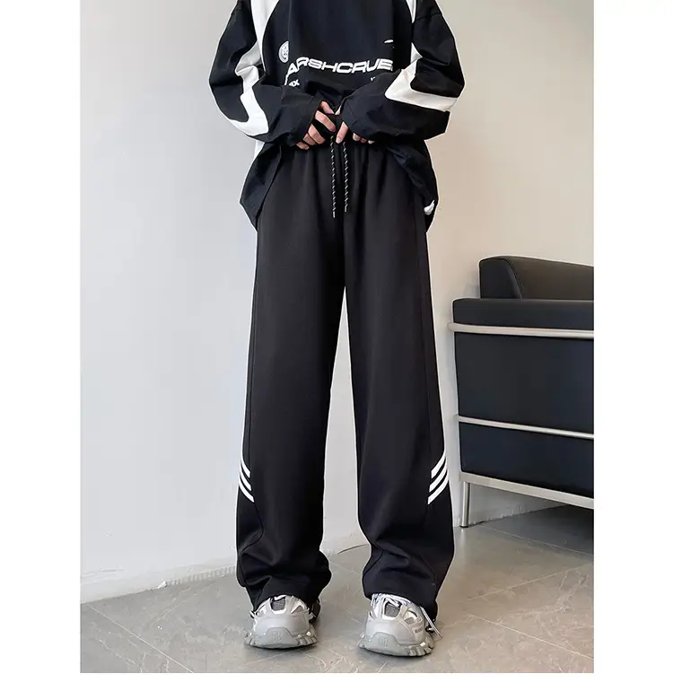 Men's American High Street Gray Sweatpants Wide Leg Casual — feature 20