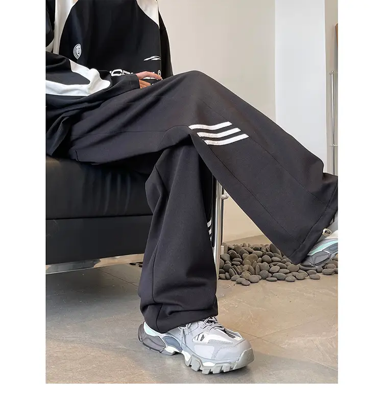 Men's American High Street Gray Sweatpants Wide Leg Casual — feature 24