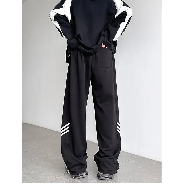 Men's American High Street Gray Sweatpants Wide Leg Casual — feature 26