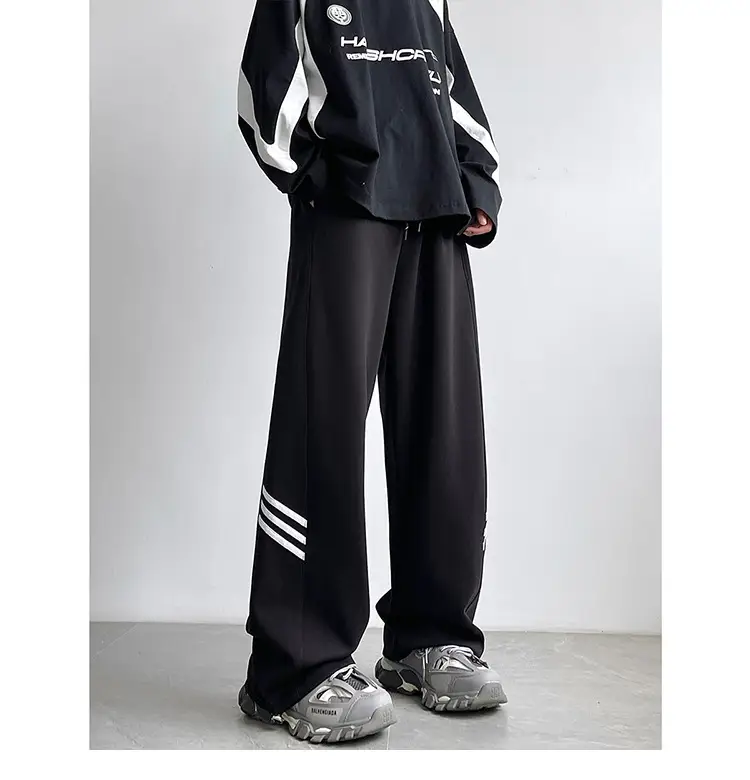 Men's American High Street Gray Sweatpants Wide Leg Casual — feature 27