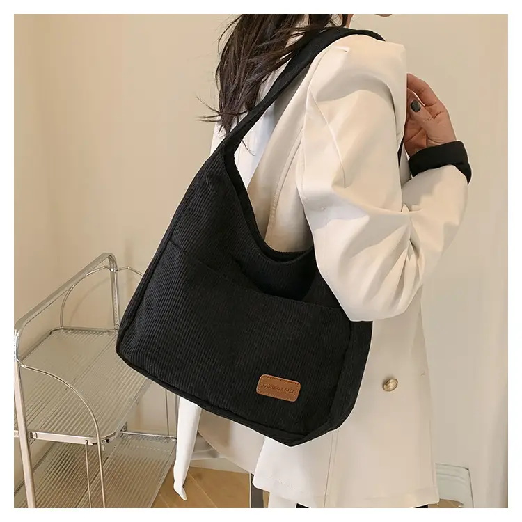 Black Canvas Shoulder Bag for Women 2024 - Image 5