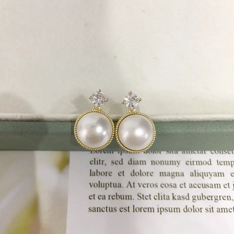 Princess Pearl Earrings Gold Plated Women's Fashion Jewelry - Image 3