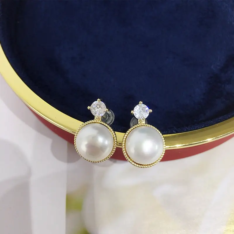 Princess Pearl Earrings Gold Plated Women's Fashion Jewelry - Image 4
