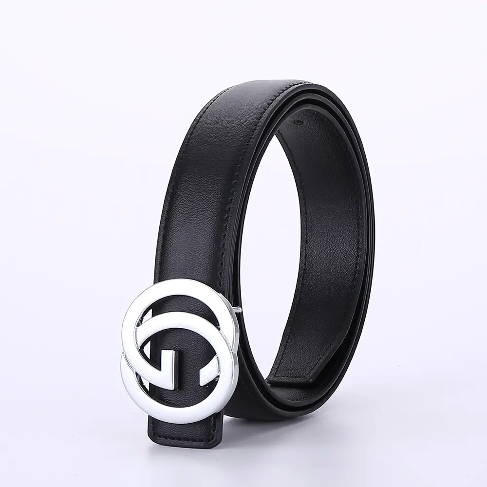 2026 Women's Black Leather Belt with Logo Buckle - Image 10
