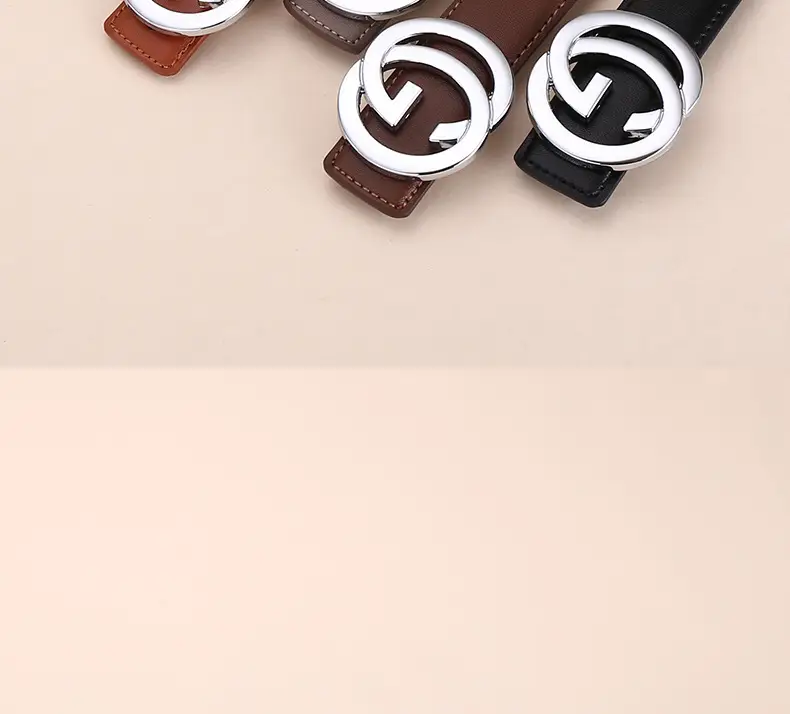 2026 Women's Black Leather Belt with Logo Buckle — feature 18