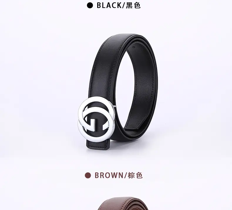 2026 Women's Black Leather Belt with Logo Buckle — feature 24