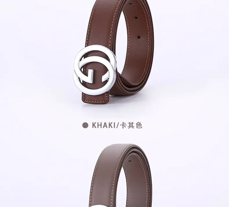 2026 Women's Black Leather Belt with Logo Buckle — feature 25