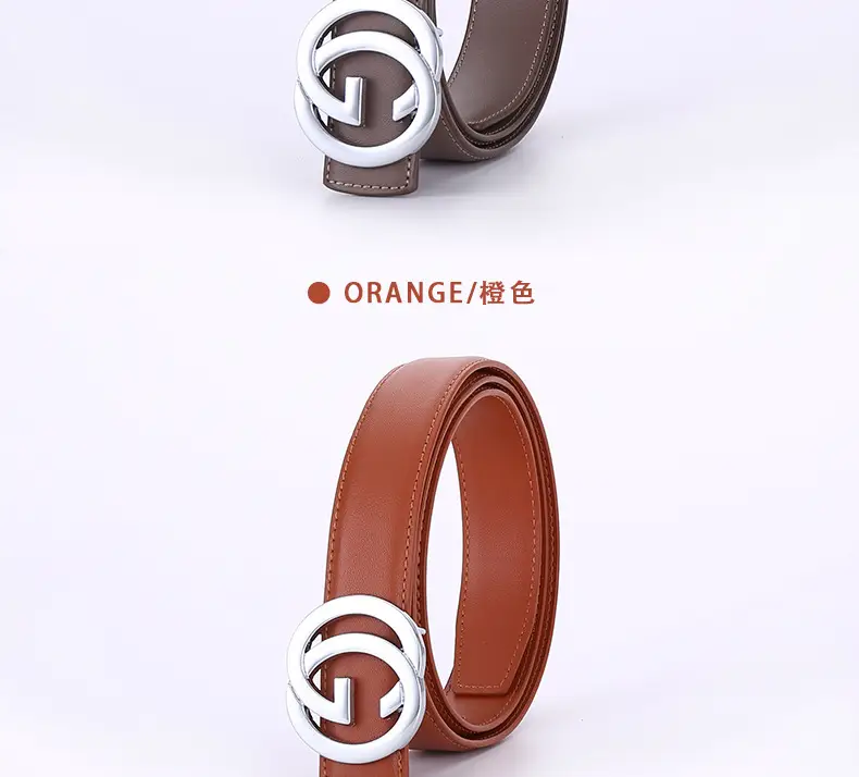 2026 Women's Black Leather Belt with Logo Buckle — feature 26
