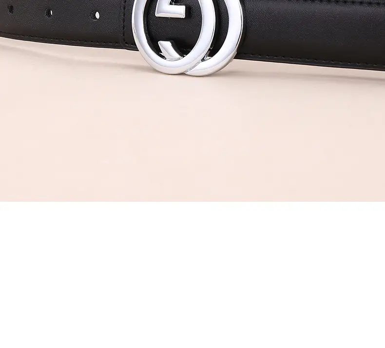 2026 Women's Black Leather Belt with Logo Buckle — feature 30