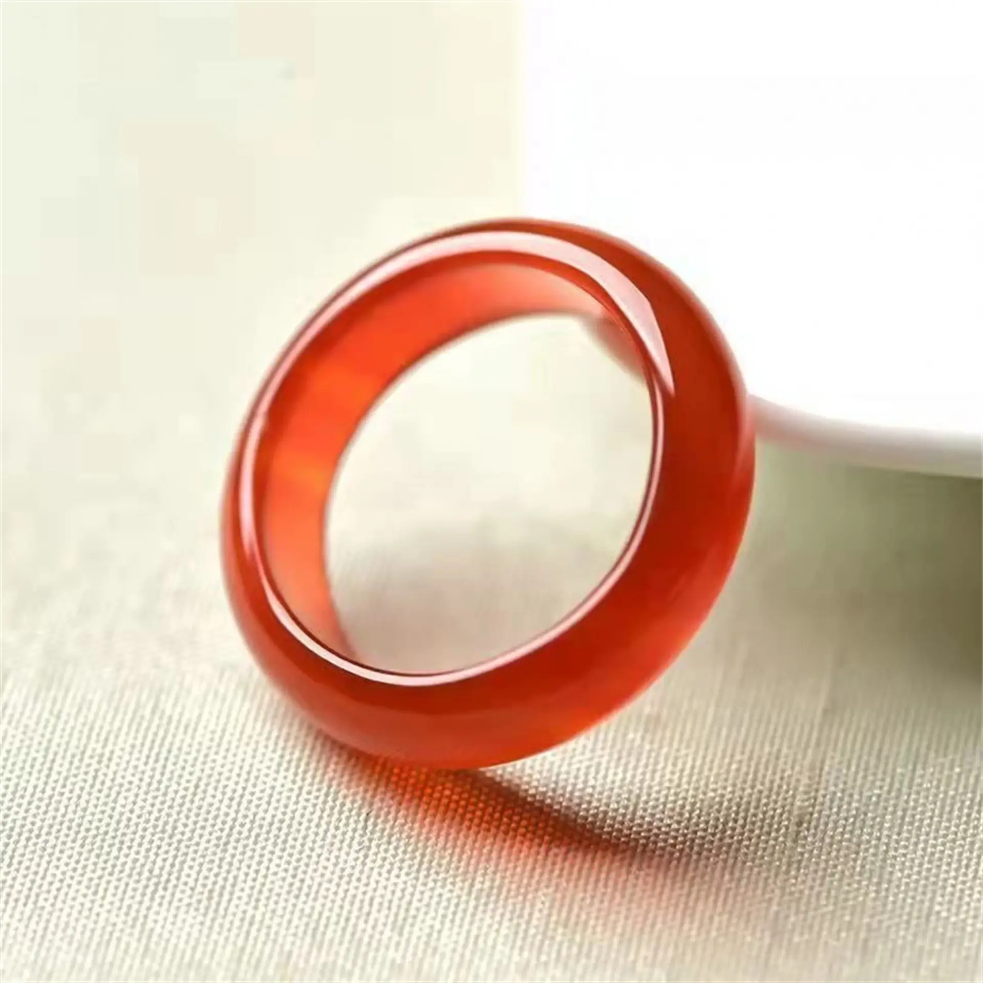 Ice Red Agate Wide Ring for Women — feature 6