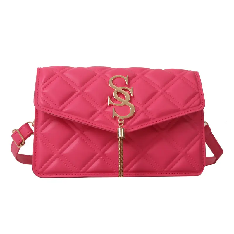 Brown Quilted Women's Shoulder Bag with Gold Logo - Image 10