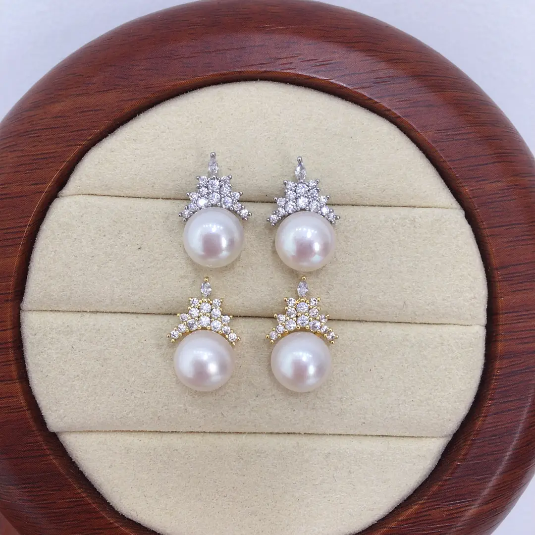 18K Gold Pearl Earrings Ice Queen Style for Women — feature 5