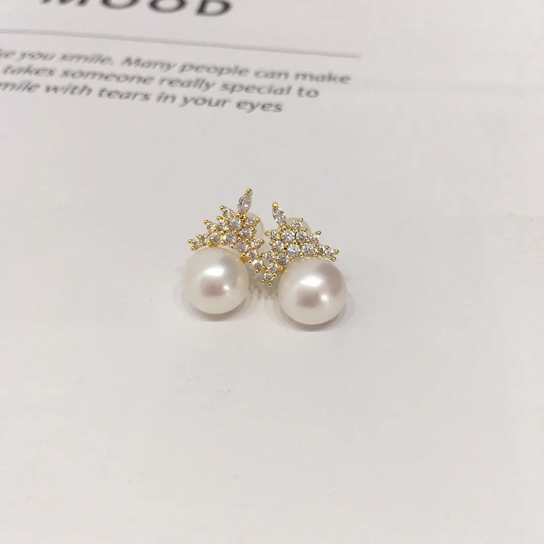 18K Gold Pearl Earrings Ice Queen Style for Women — feature 6