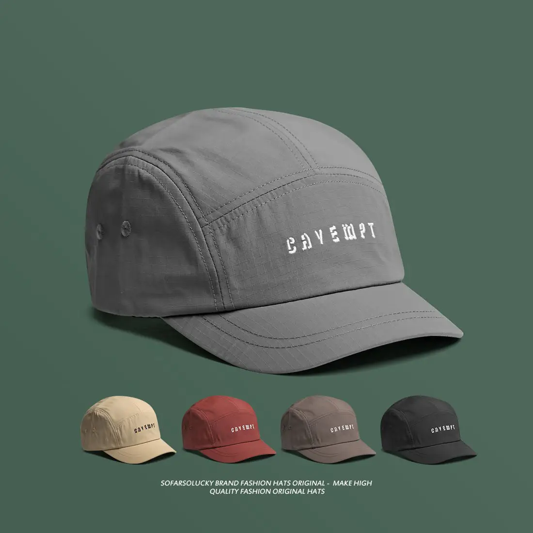 Men's Brim Cap Summer Hat Gray Beige with "CAYEBYFT" Logo - Image 8