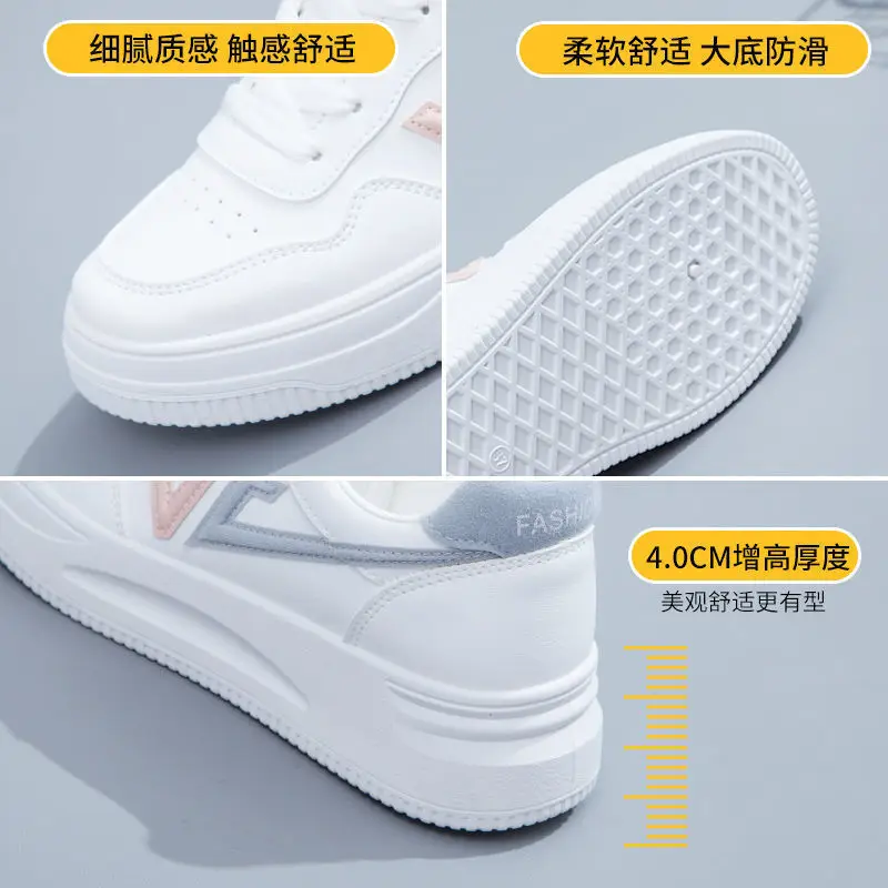 Women White Korean Casual Skate Shoes 2024 - Image 12