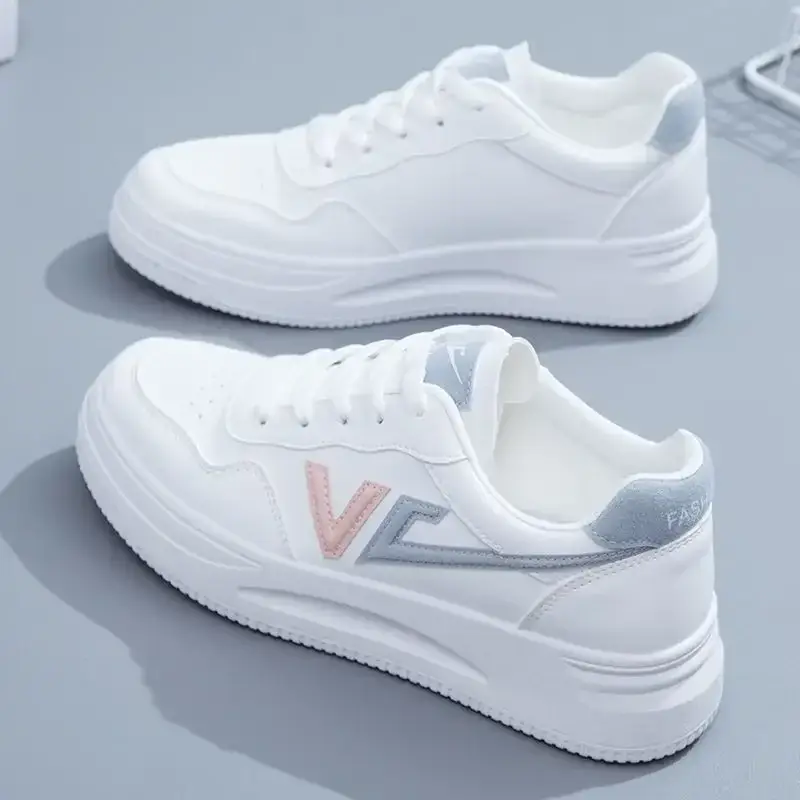 Women White Korean Casual Skate Shoes 2024 - Image 2