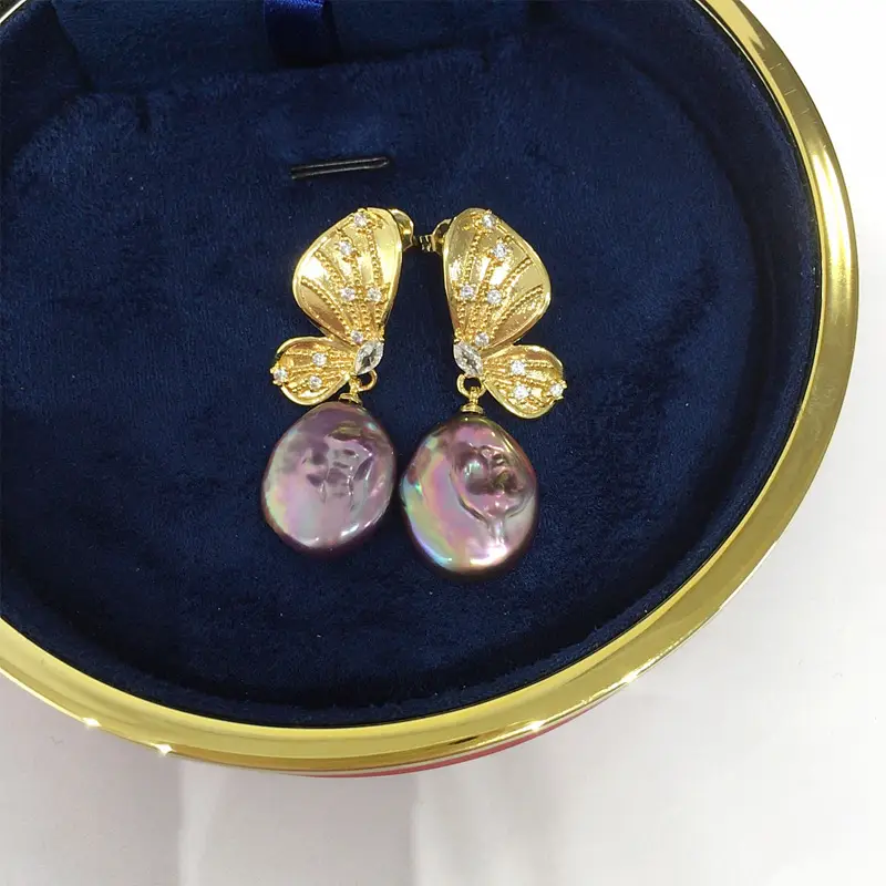 18K Gold Butterfly Pearl Earrings for Women — feature 11
