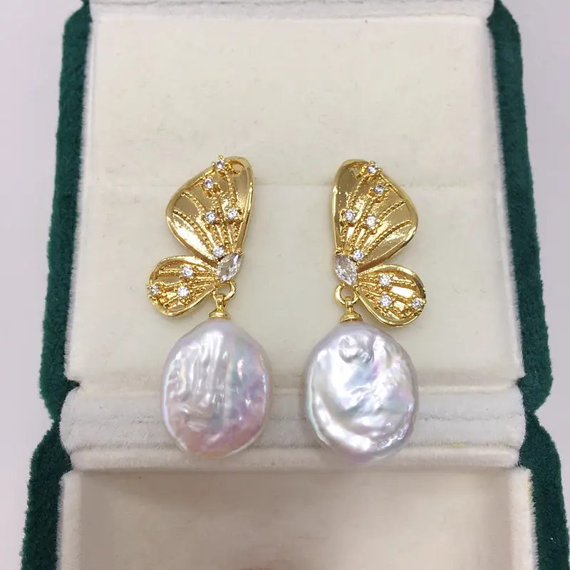 18K Gold Butterfly Pearl Earrings for Women — feature 12