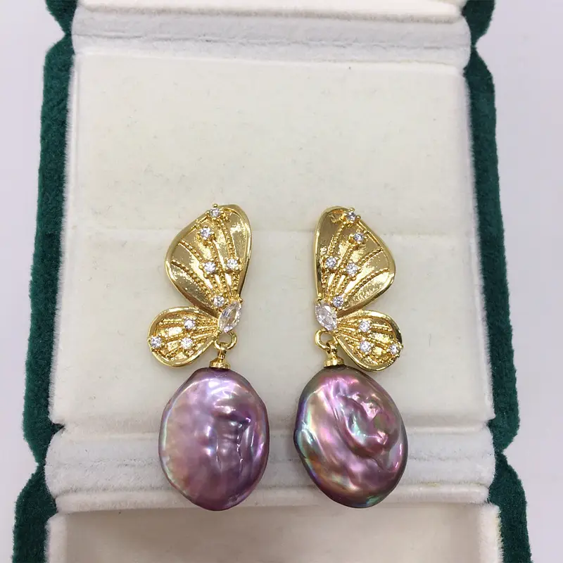 18K Gold Butterfly Pearl Earrings for Women — feature 13