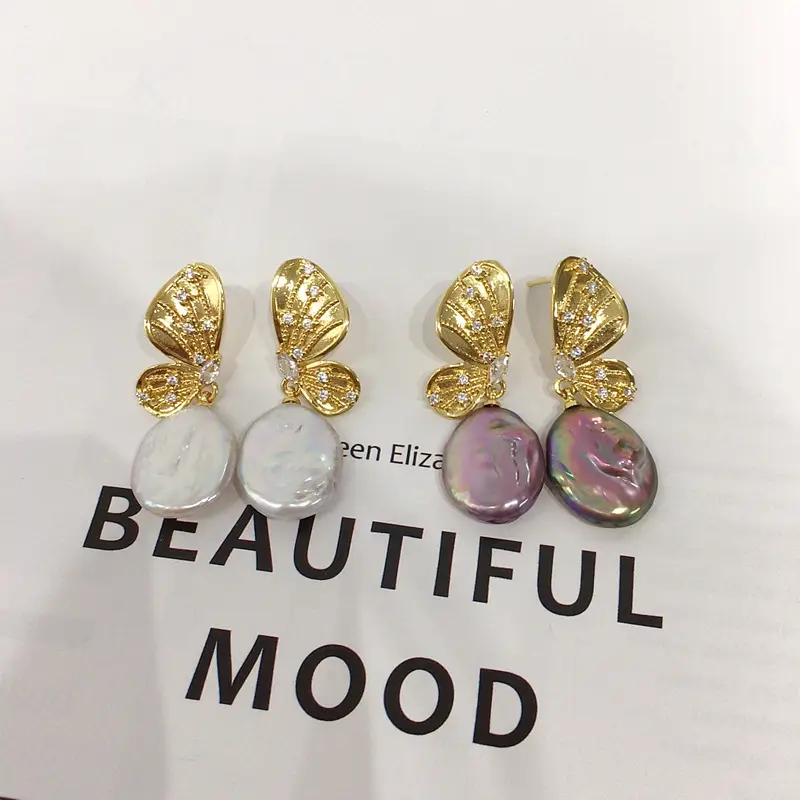 18K Gold Butterfly Pearl Earrings for Women — feature 2