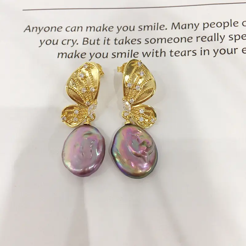18K Gold Butterfly Pearl Earrings for Women — feature 7