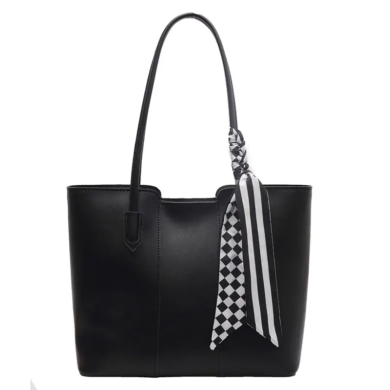 Pink Leather Tote Bag with Checkered Tassel for Women - Image 9