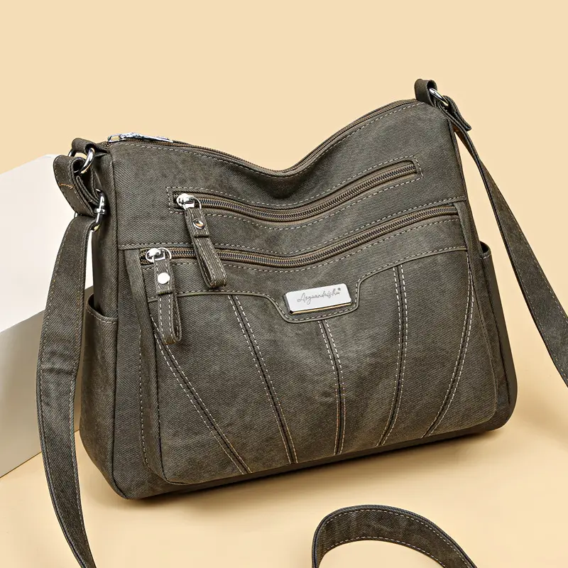 Women Crossbody Shoulder Bag Brown Quilted Messenger