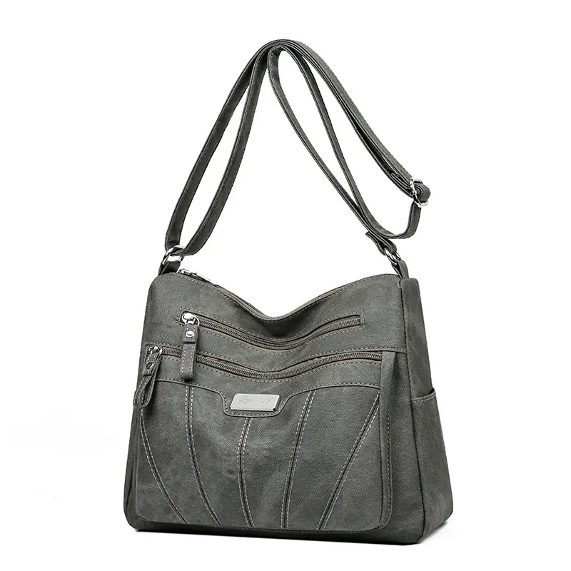 Women Crossbody Shoulder Bag Brown Quilted Messenger